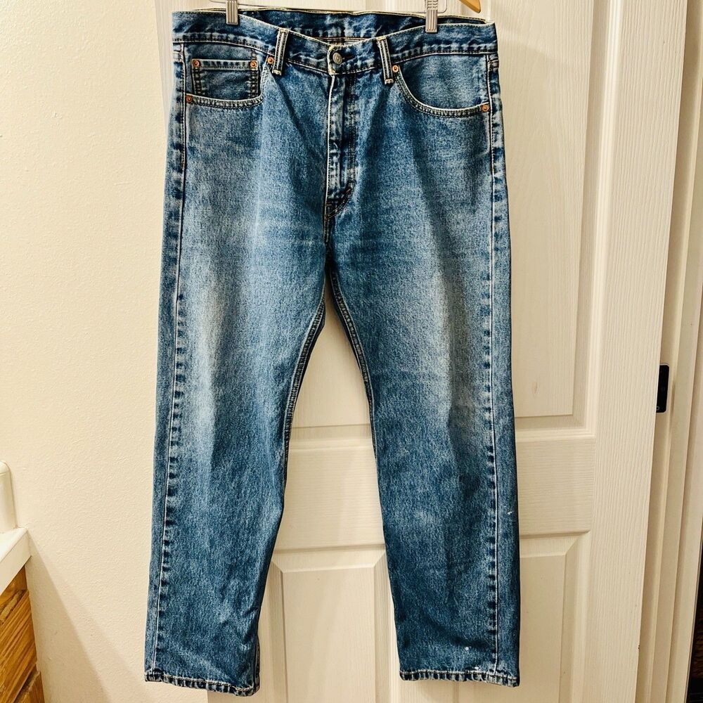 Levi's 505 Jeans Men's 38 X 32 Regular Fit Straight Leg Dark Stonewash Blue READ
